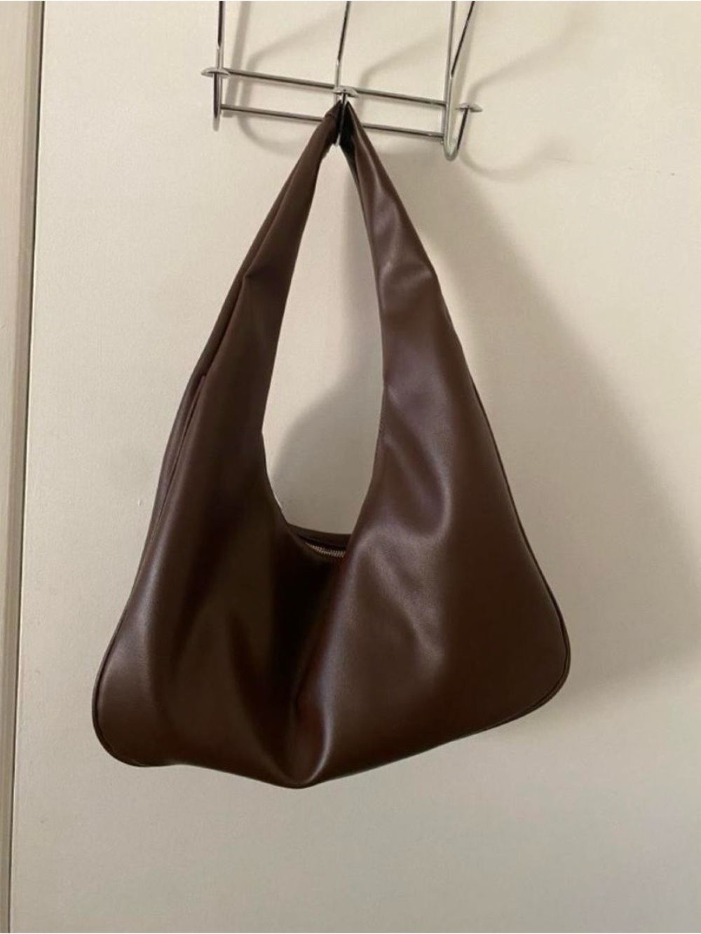 Chocolate Brown Women's Hobo Shoulder Bag - Soft Vegan Leather Carryall